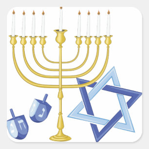 Adesivo Quadrado Símbolos de Hannukah