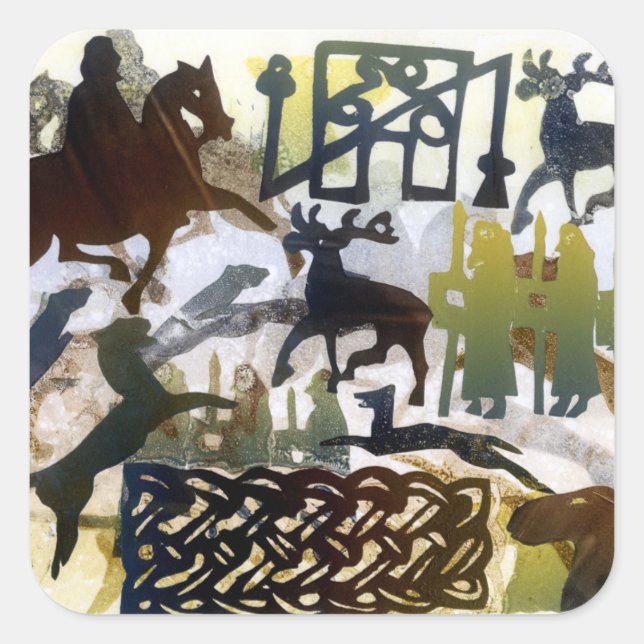 Adesivo Quadrado Símbolos e laço Pictish (Frente)