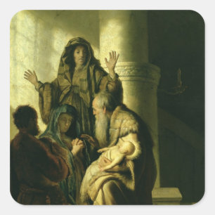 Adesivo Quadrado Simeon e Hannah no templo, c.1627