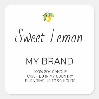 Adesivo Quadrado Simple Black and White Candle Product Label