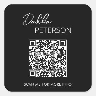 Adesivo Quadrado Simple Black Elegant QR Code Modern Business
