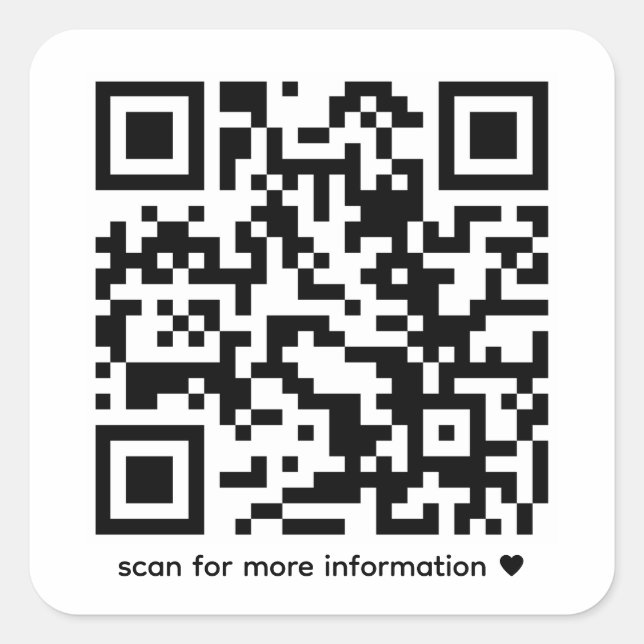 Adesivo Quadrado Simple Business Custom QR Scan For More Info (Frente)