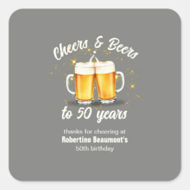 Adesivo Quadrado Simple Clinging Glasses Cheers Beers to 50 Years
