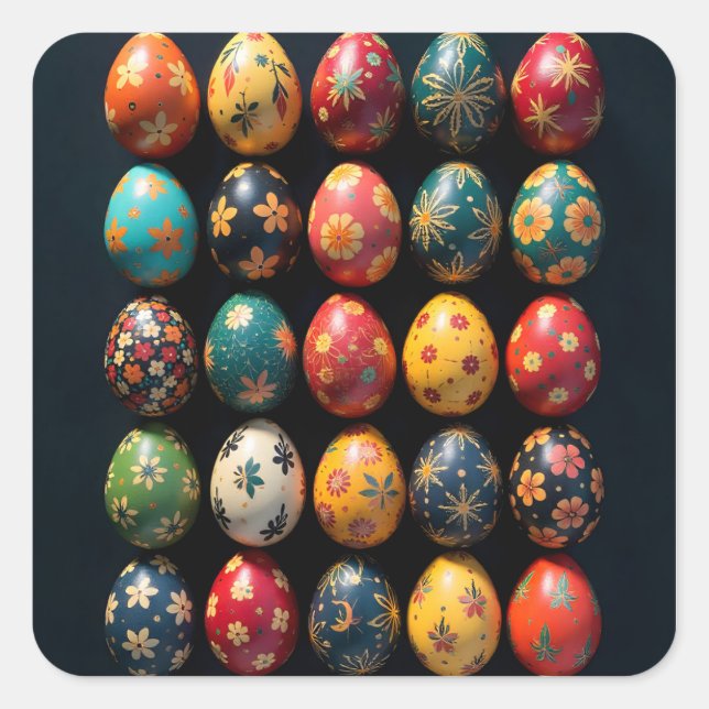 Adesivo Quadrado Simple Garden Easter Eggs (Frente)
