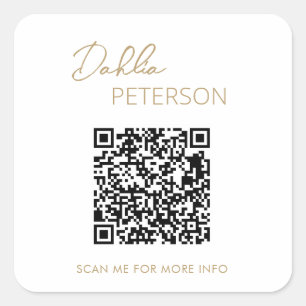 Adesivo Quadrado Simple Ouro Elegante Código QR Moderno Negócios