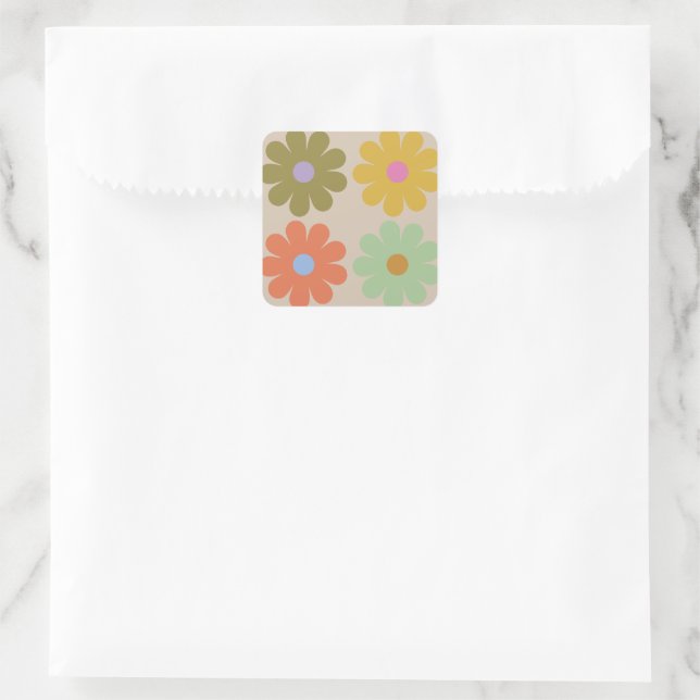 Adesivo Quadrado Simple Pastel Vintage Flower Pattern (Bolsa)