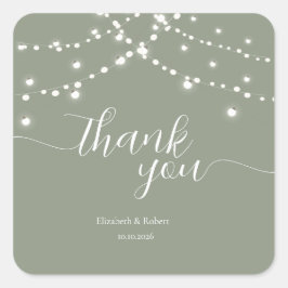 Adesivo Quadrado Simple String Lights Sage Green  Wedding