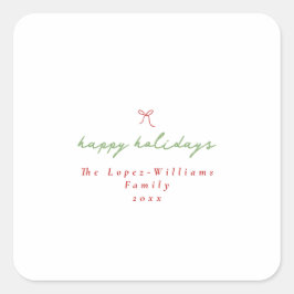 Adesivo Quadrado Simples Arco Desenhado à Mão Vermelho e Verde Nata