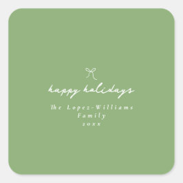 Adesivo Quadrado Simples Arco Desenho Mão Verde e Natal Branco