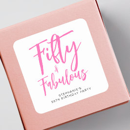 Adesivo Quadrado Simples Cinquenta e Fabuloso Rosa Festa de Anivers