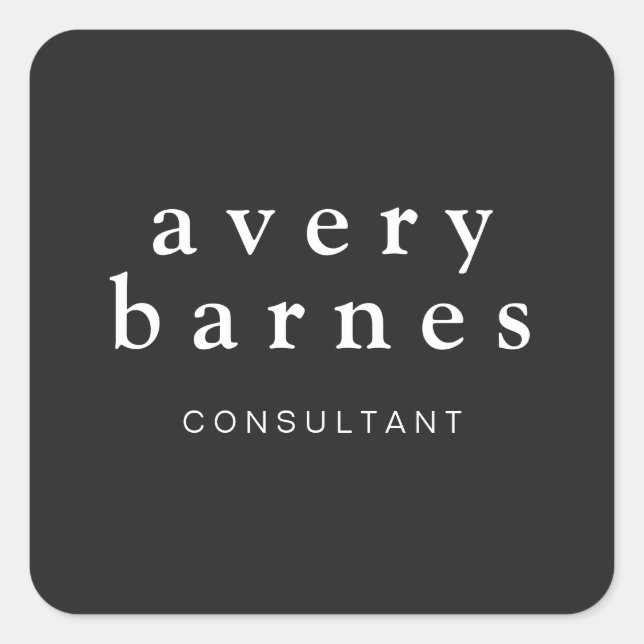 Adesivo Quadrado Simples criativo profissional preto moderno (Frente)