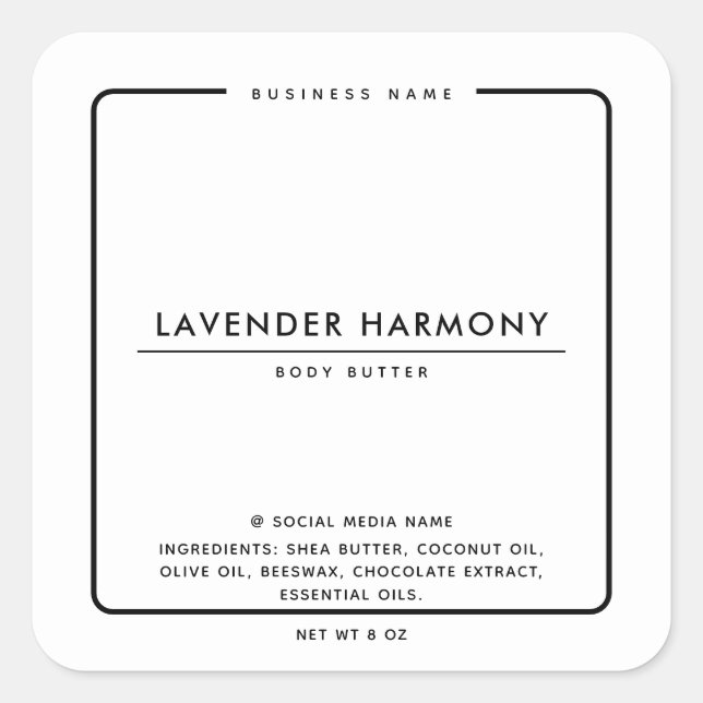 Adesivo Quadrado Simples e elegante branco preto moderno minimalist (Frente)