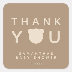 Adesivo Quadrado Simples e minimalista Chá de fraldas de urso moder