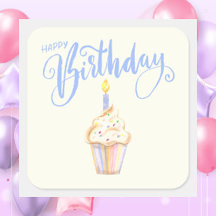 Adesivo Quadrado Simples e Moderno Feliz Aniversário