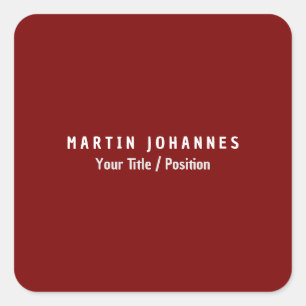 Adesivo Quadrado Simples e Moderno Vermelho Profundo Elegante