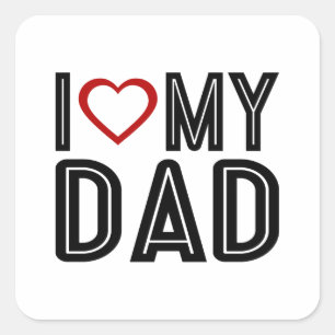 Adesivo Quadrado Simples Eu Coração Adoro Minha Tipografia Pai  A