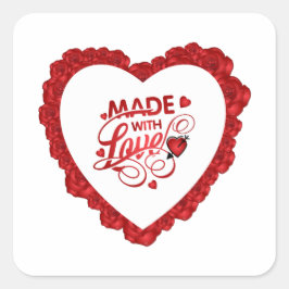 Adesivo Quadrado Simples feito com Namorados de citação de amor | V