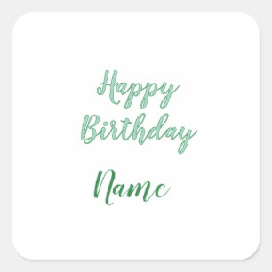 Adesivo Quadrado simples feliz aniversário minimal adicione seu nom