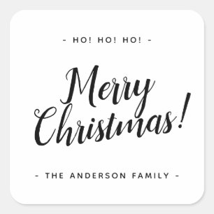 Adesivo Quadrado Simples Moderno Rústico Letra Merry Christmas