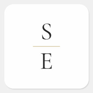 Adesivo Quadrado Simples Monogramas Iniciais Casamento Elegante