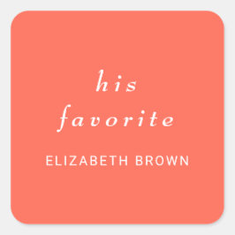 Adesivo Quadrado Simples Neon Flare Elegante com Casamento Monogram