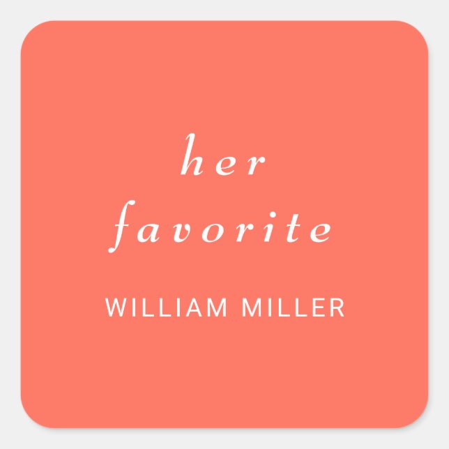 Adesivo Quadrado Simples Neon Flare Elegante com Casamento Monogram (Frente)