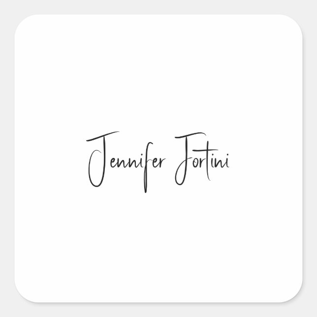 Adesivo Quadrado Simples planície branca legante da caligrafia (Frente)