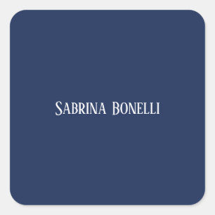 Adesivo Quadrado Simples plano elegante, azul simples, branco