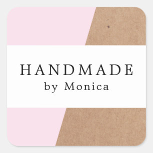 Adesivo Quadrado Simples refrigere o texto Handmade da listra