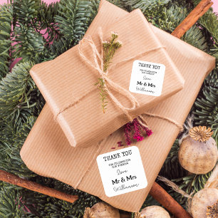 Adesivo Quadrado Simples Sr. E Sra. Black E White, Obrigado