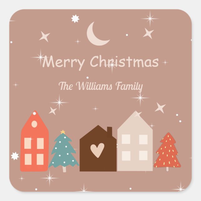 Adesivo Quadrado Simples Tone da Terra Feliz Natal (Frente)