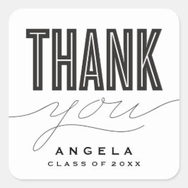 ADESIVO QUADRADO SIMPLESMENTE MODERNO NEGRITO OBRIGADO POR FORMANDO