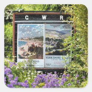 ADESIVO QUADRADO SINAIS DO ESTAÇÃO DE CAMINHOS-DE-FERRO DO VINTAG