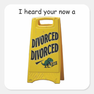 Adesivo Quadrado sinal amarelo de trex divorciado