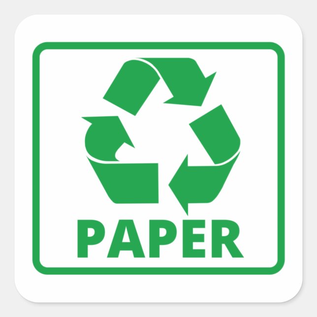 Adesivo Quadrado Sinal clássico de papel do reciclagem (Frente)