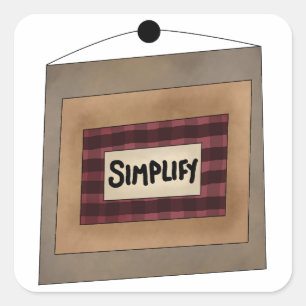 Adesivo Quadrado Sinal de Arte de Palavra Minimalista Rústica Simpl