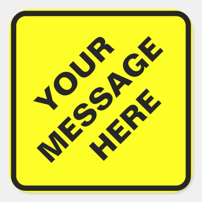 Adesivo Quadrado Sinal de aviso amarelo (Frente)