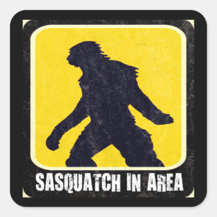 Adesivo Quadrado Sinal de aviso - Sasquatch na área