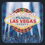 Adesivo Quadrado Sinal de Boas-vindas da Las Vegas<br><div class="desc">Para qualquer evento/ocasião em Las Vegas fabulosa! Adicione texto personalizado em cor branca na parte inferior (recomendado) para atender às suas necessidades.</div>