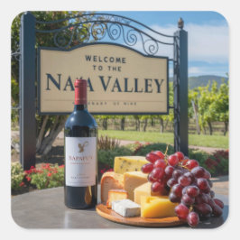 Adesivo Quadrado Sinal de boas-vindas da Napa Valley Wine