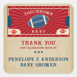 Adesivo Quadrado Sinal de boas-vindas do Chá de fraldas Vintage