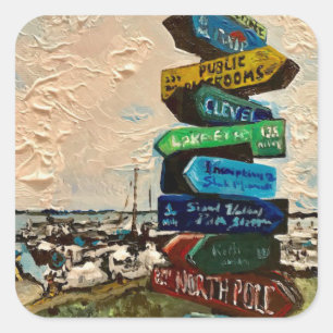 Adesivo Quadrado "Sinal de Direção na Ilha Kelley"