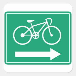 Adesivo Quadrado Sinal de Direção Seta para Direita Ciclovia Verde