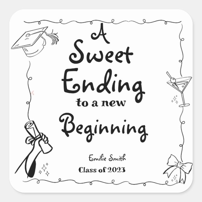 Adesivo Quadrado Sinal de favorecimento de Formatação Desenhada à M (Frente)