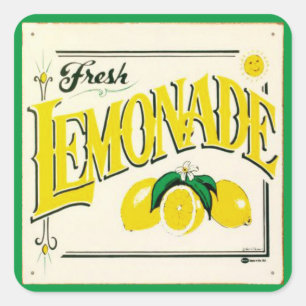 Adesivo Quadrado Sinal de limonada limão fruta de Verão