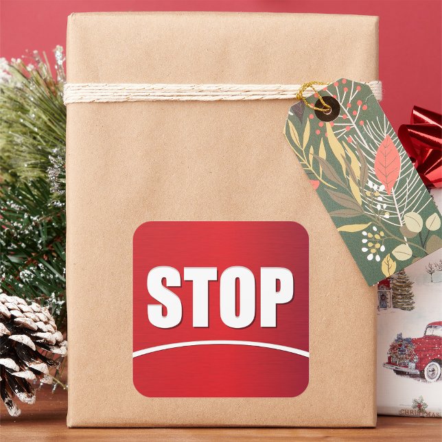 Adesivo Quadrado Sinal de Parada Vermelho Negrito (Criador carregado)