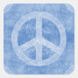 Adesivo Quadrado Sinal de paz azul desbotado