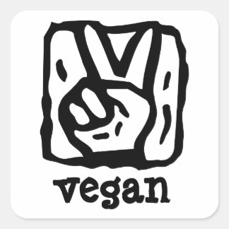 Adesivo Quadrado Sinal de Paz V para Vegan