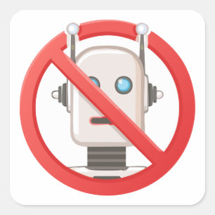Adesivo Quadrado Sinal de proibição de usar inteligência artificial