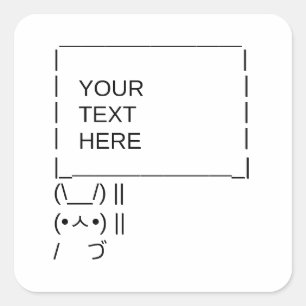 Adesivo Quadrado Sinal de protesto Bunny / Arte de texto ASCII pers